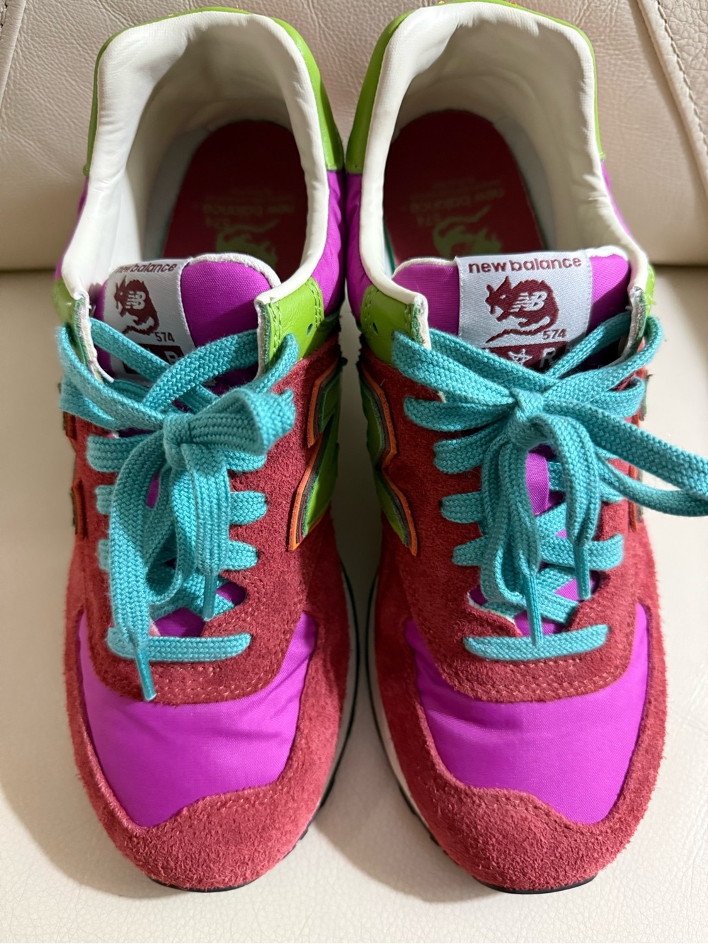 New Balance Kids Colorblock Sneakers in Pink, Red & Teal